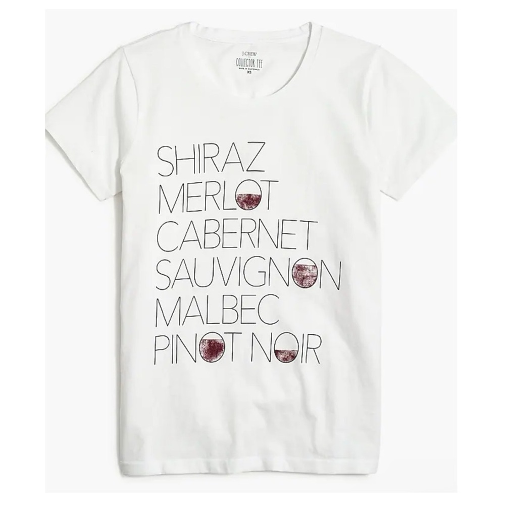 J. Crew | Red Wine Graphic Tee Shirt White | M